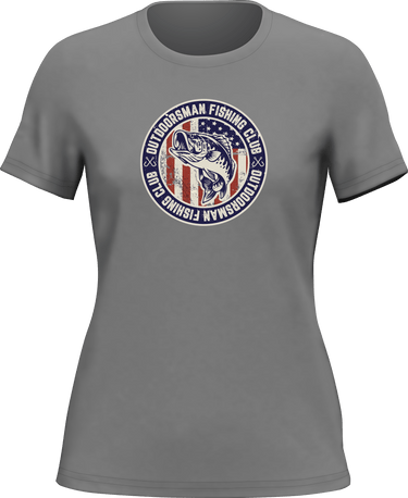 Outdoorsman Fishing Club Patriotic T-Shirt for Women